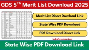 GDS 5th Merit List 2025 List Date And State Wise Result PDF Download