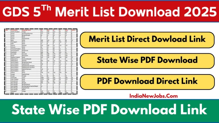 GDS 5th Merit List 2025 List Date And State Wise Result PDF Download