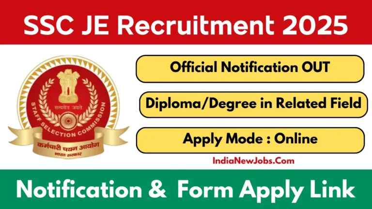 SSC JE Recruitment 2025 Notification Released and Apply Online