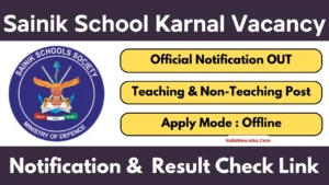 Sainik School Karnal Recruitment 2025