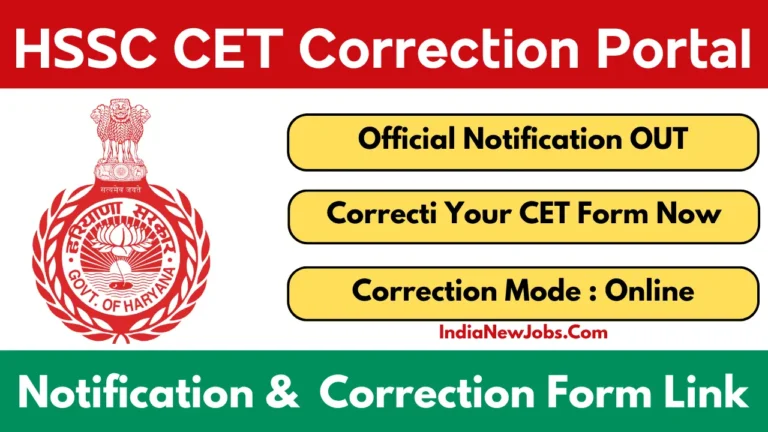 HSSC CET Correction Portal 2025 Window