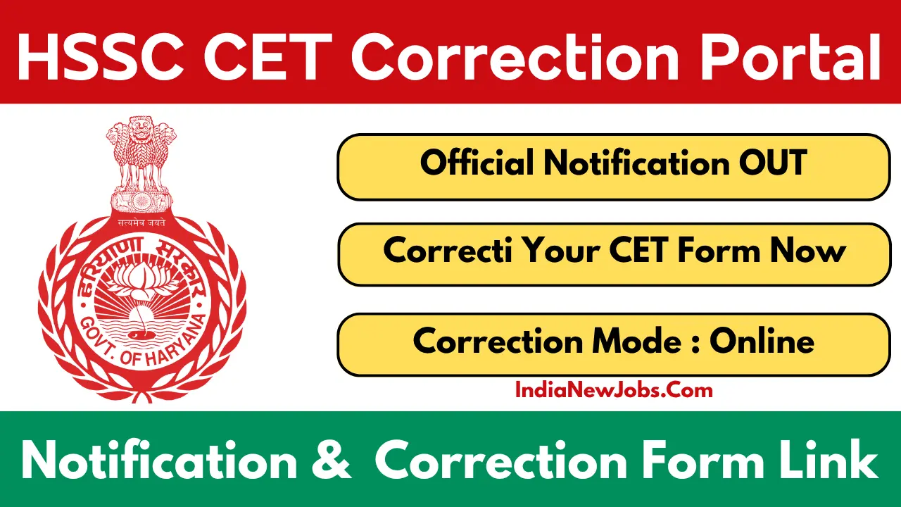 HSSC CET Correction Portal 2025 Window