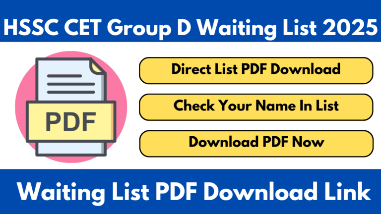 HSSC CET Group D Waiting List 2025