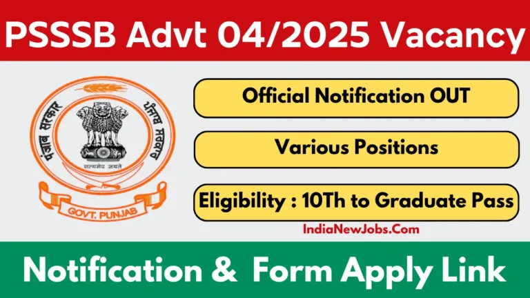 PSSSB Advt 042025 Notification