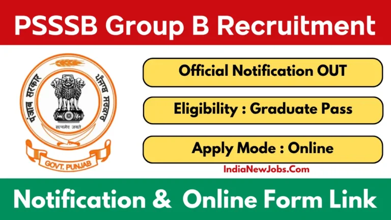 PSSSB Group B Recruitment 2025 Notification Out for Various Posts Through Advt. 052025