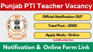 Punjab PTI Vacancy 2025 Notification OUT for 2000 Posts, Apply Online