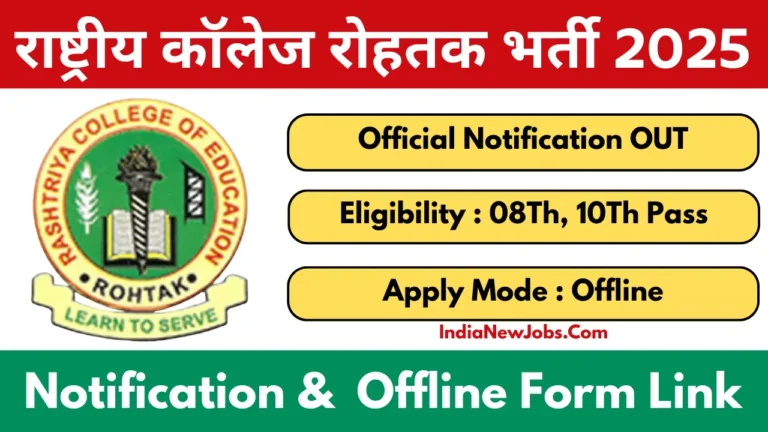 Rashtriya College of Education Rohtak Vacancy 2025