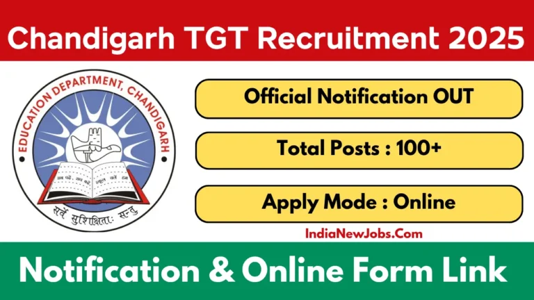 Chandigarh TGT Vacancy 2025 Through SSA Notification OUT for 104 Posts, Apply Online