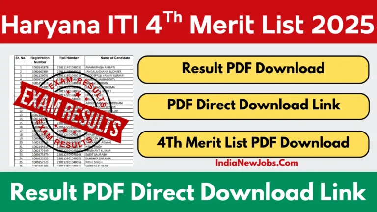 Haryana ITI 4th Merit List 2025 Download Form Thi Official Link