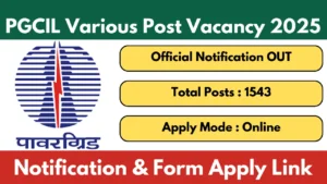 PGCIL Field Engineer and Supervisor Recruitment 2025 [1543 Post] Notification and Online Form