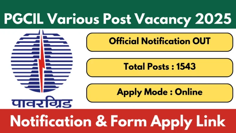 PGCIL Field Engineer and Supervisor Recruitment 2025 [1543 Post] Notification and Online Form