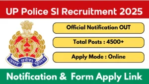 UP Police SI Vacancy 2025 Notification OUT for 4543 Posts, Apply Online Form