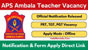 APS Ambala Teacher Vacancy 2025