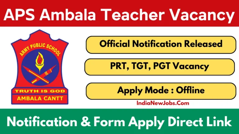 APS Ambala Teacher Vacancy 2025