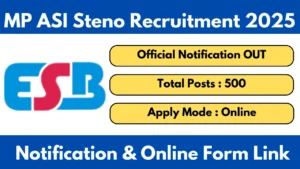 MP Police ASI Steno Vacancy 2025 Notification OUT For 500 Posts Apply Online