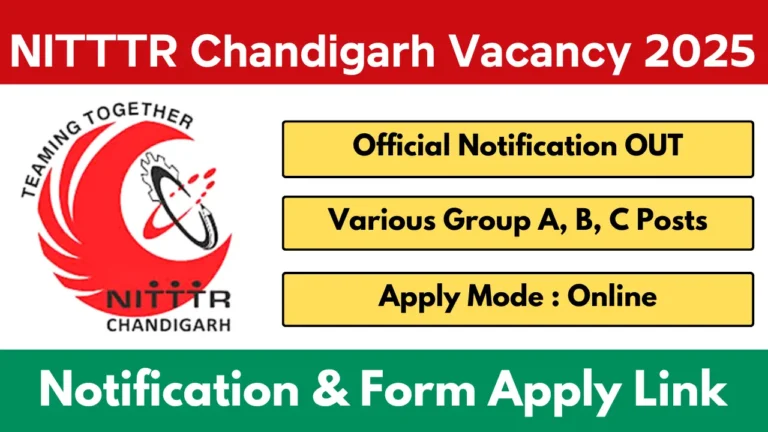 NITTTR Chandigarh Vacancy 2025