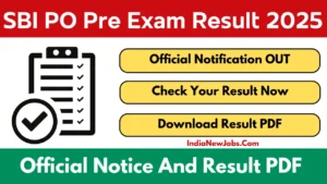SBI Bank PO Pre Written Exam Result 2025