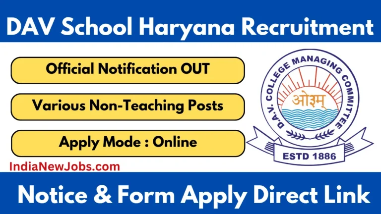 DAV School Haryana Vacancy 2025 Apply Online Form For Various Positions
