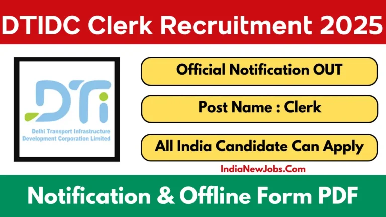 DTIDC Clerk Recruitment 2025 Notification And Application Form