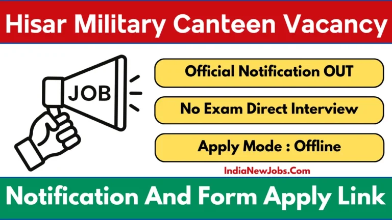 Hisar Military Canteen Vacancy 2025 Notification And Application Form