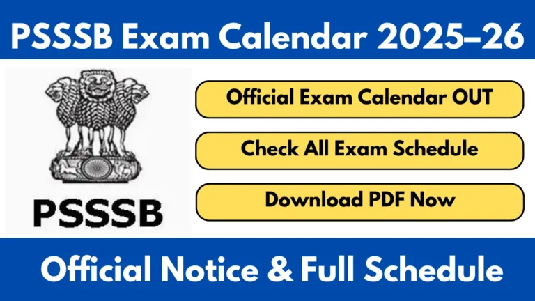 PSSSB Exam Calendar 2025–26