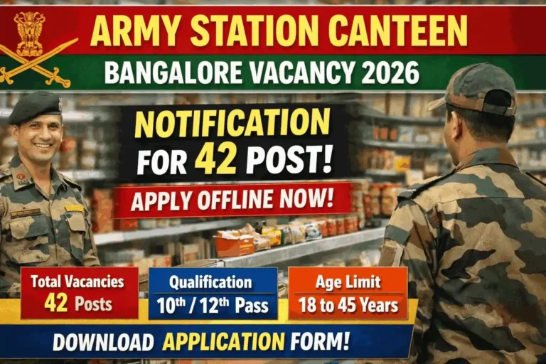 Army Station Canteen Bangalore Vacancy 2026