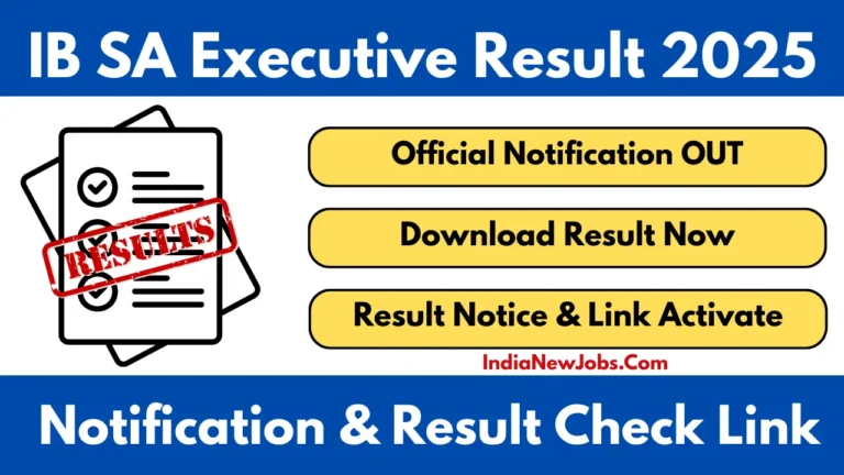 IB SA Result 2025 Released For 4987 Executive Vacancies Written Exam