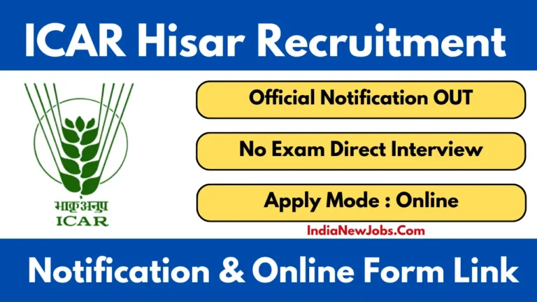 ICAR Hisar Vacancy 2025 Young Professional Notification OUT Apply Through Email