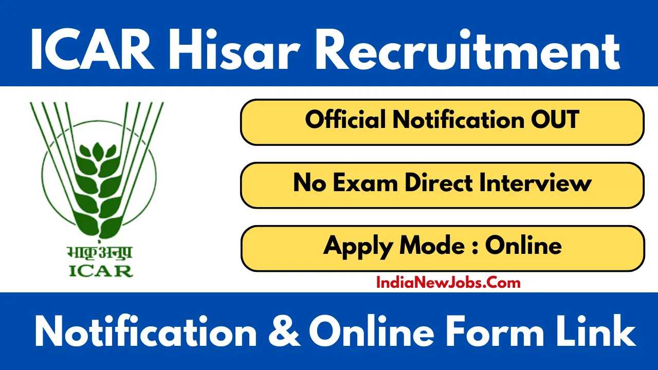 ICAR Hisar Vacancy 2025 Young Professional Notification OUT Apply Through Email