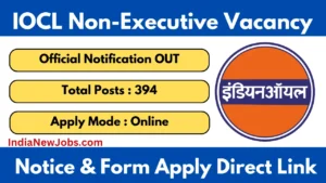 IOCL Non Executive Recruitment 2025-26 Notification Online Form