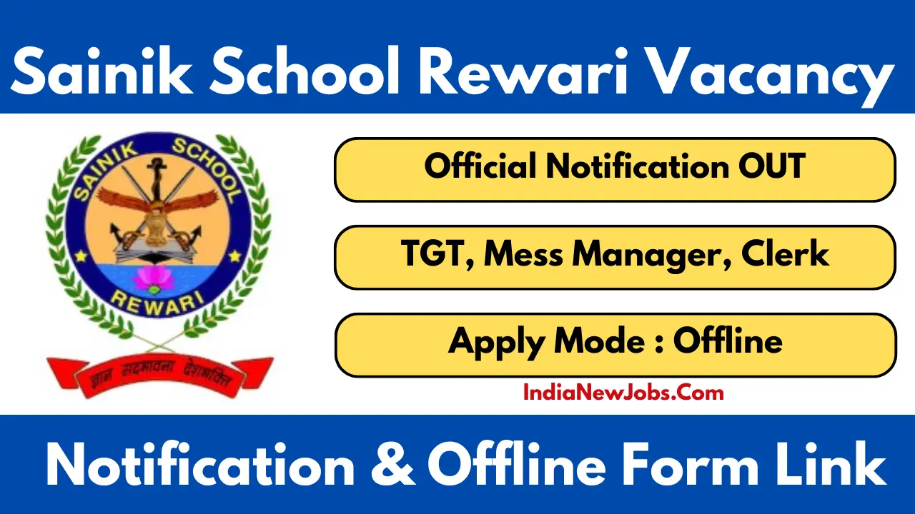 Sainik School Rewari Vacancy 2025-26 Notification And Application Form