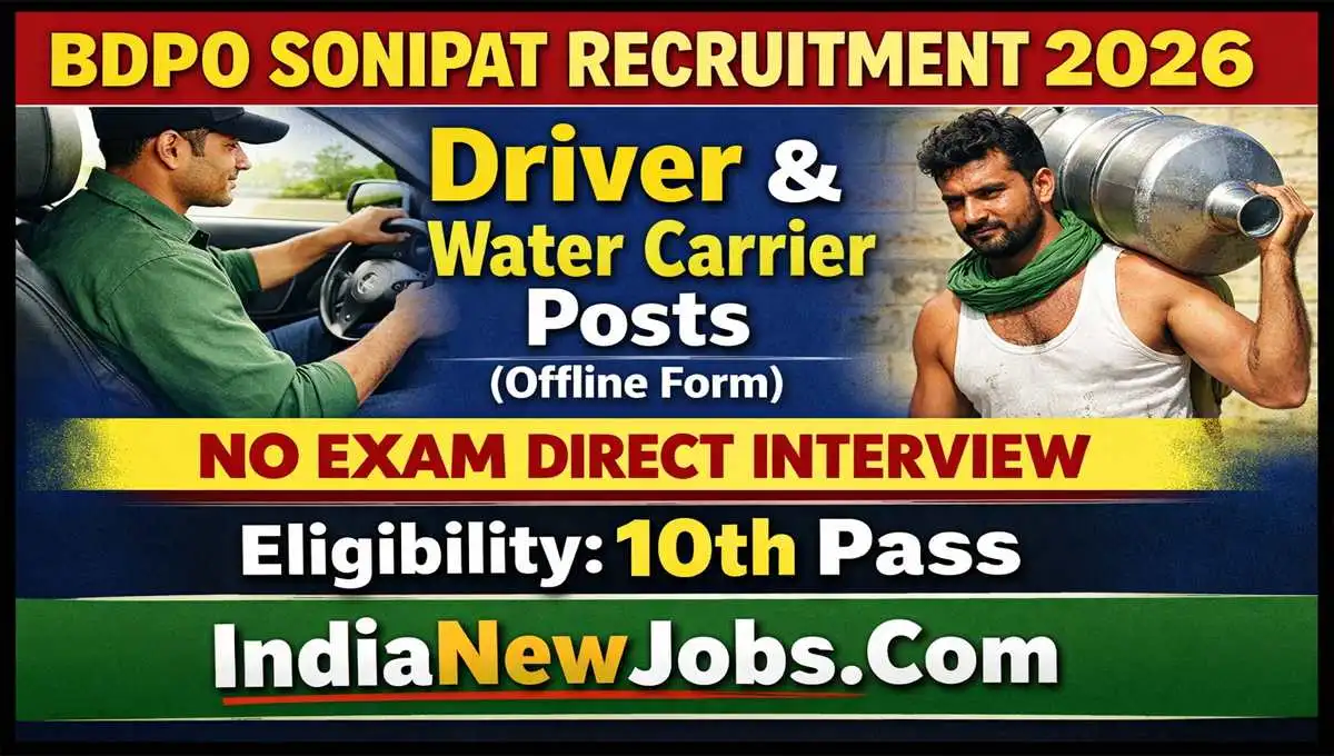 BDPO Sonipat Recruitment 2026 – Driver & Water Carrier Posts (Offline Form)