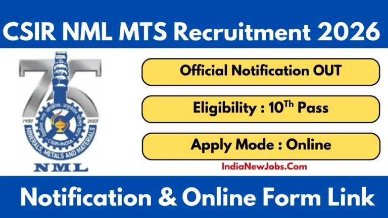 CSIR NML MTS Recruitment 2026 Notification OUT Apply Online 10Th Pass Jobs