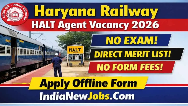 Haryana Railway HALT Agent Vacancy 2026 Apply Offline Form