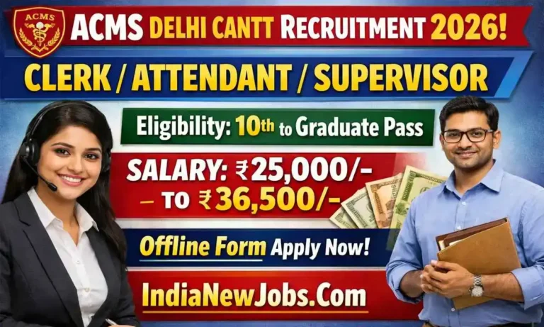 ACMS Delhi Cantt Recruitment 2026 Clerk, Attendant, Administrative Supervisor Offline Form