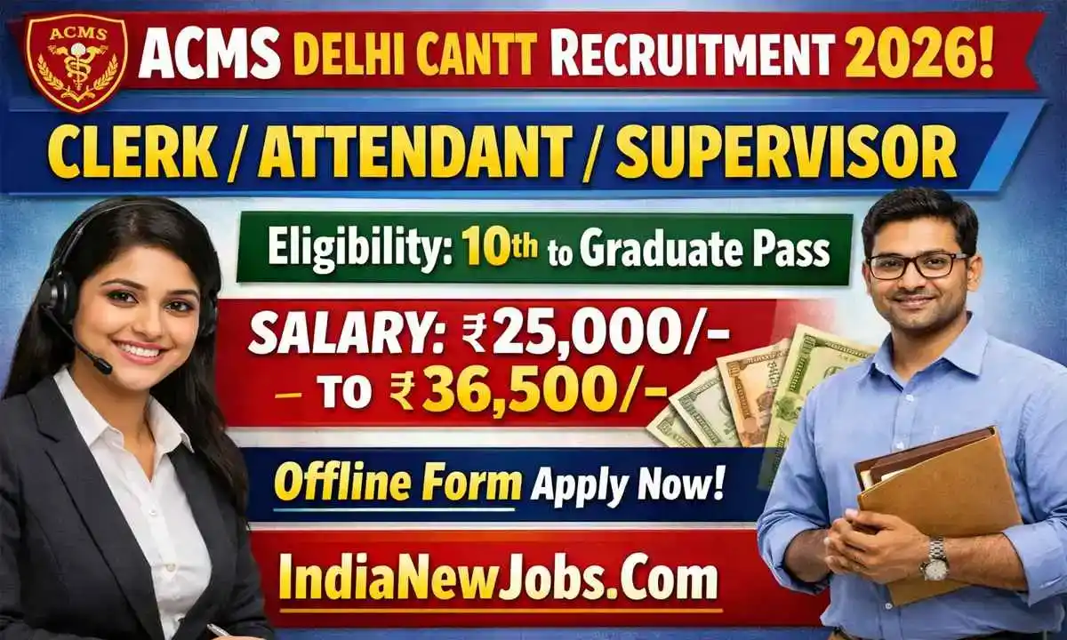 ACMS Delhi Cantt Recruitment 2026 Clerk, Attendant, Administrative Supervisor Offline Form