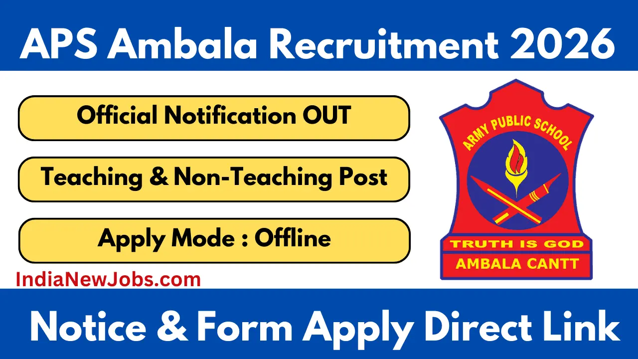 APS Ambala Cantt Vacancy 2026 Notification And Application Form