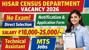 Hisar Census Department Vacancy 2026 – Notification And Application Form
