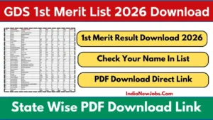 India Post GDS 1st Merit List 2026 Date State Wise PDF Download