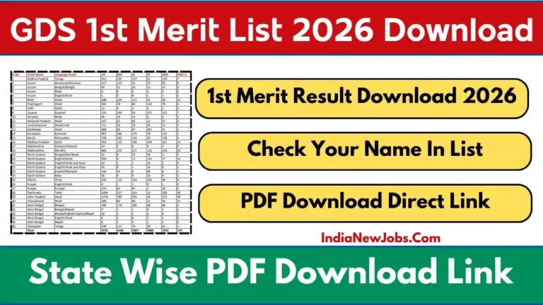 India Post GDS 1st Merit List 2026 Date State Wise PDF Download