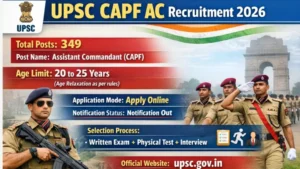 UPSC CAPF Assistant Commandant Recruitment 2026: Apply Online for 349 Posts