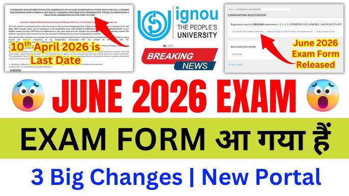 IGNOU June Exam Form 2026 Apply Online