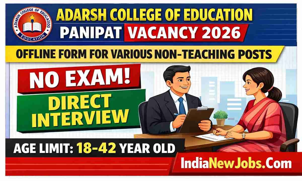 Adarsh College Of Education Panipat Vacancy 2026