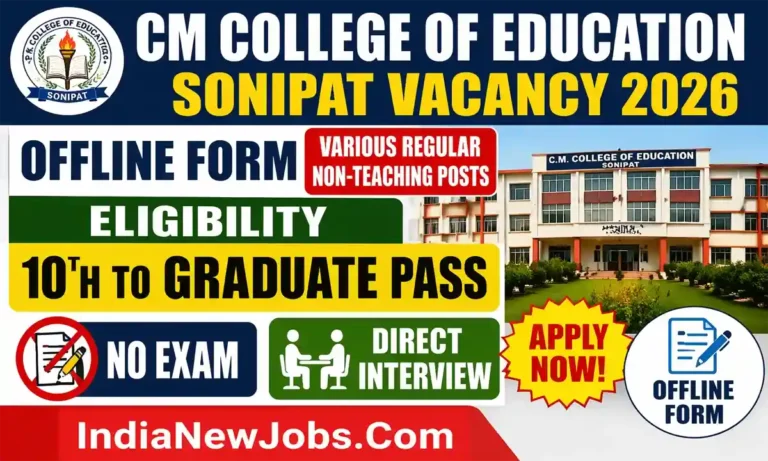 CM College of Education Sonipat Vacancy 2026
