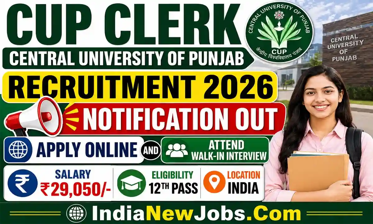CUP Clerk Recruitment 2026