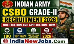 Indian Army CSBO Grade-II Recruitment 2026 Notification And Application Form