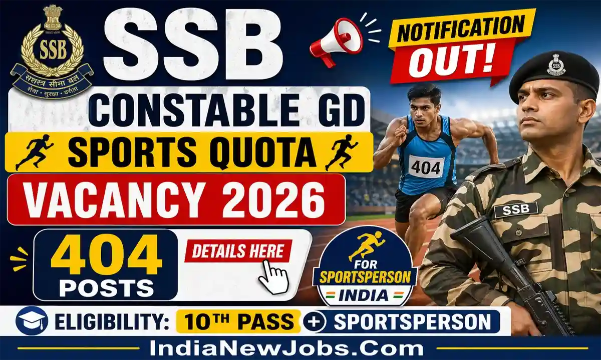 SSB Constable GD Sports Quota Vacancy 2026 Notification Out for 404 Posts, Details Here