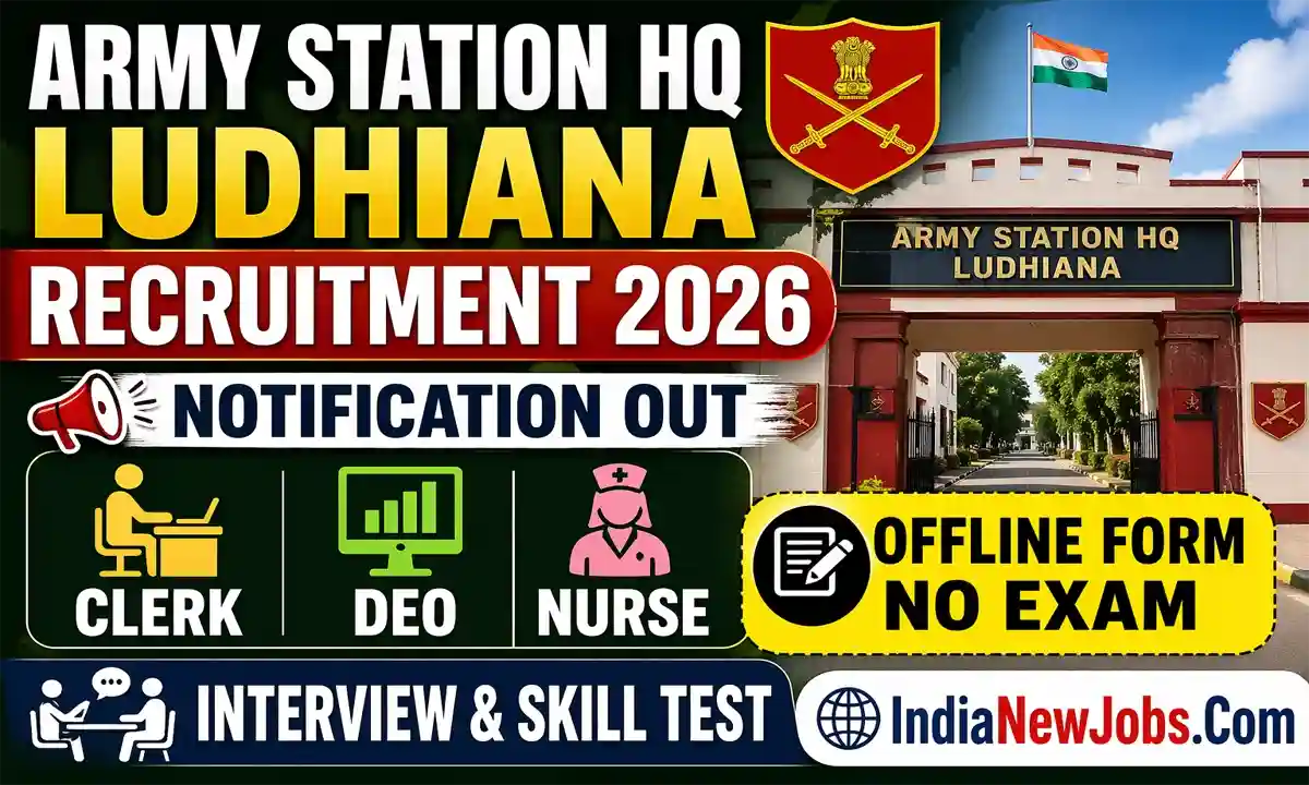 Station HQ Ludhiana Recruitment 2026 Notification Out – Clerk, DEO, Nurse Posts Offline Form