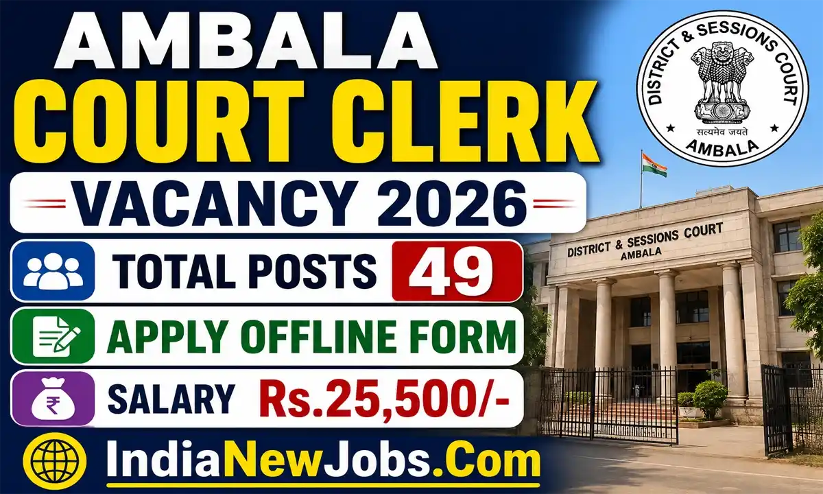 Ambala Court Clerk Vacancy 2026 Offline Form