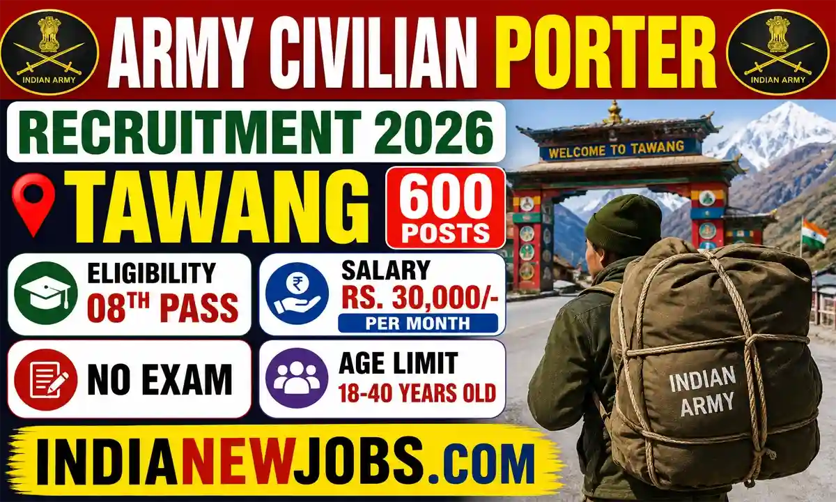 Army Porter Recruitment 2026 Tawang Arunachal Pradesh Notification OUT 07-14 May 2026